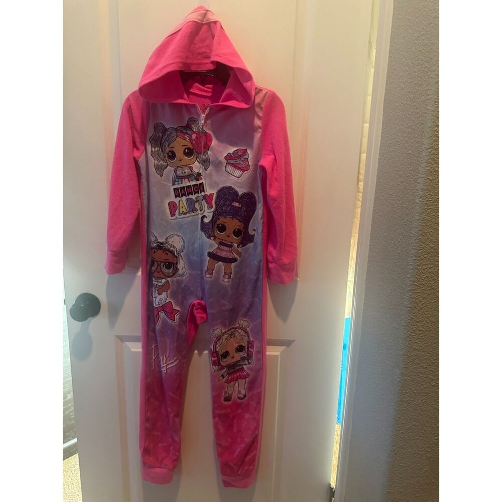 LOL One Piece Zipper Style Pjs with Hood Size 8